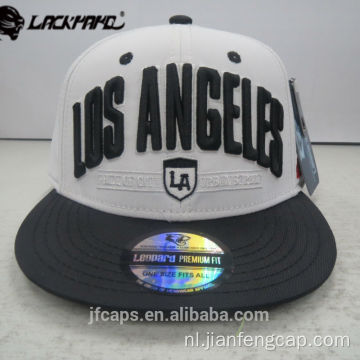 3D geborduurde witte snapback hiphop platte pet